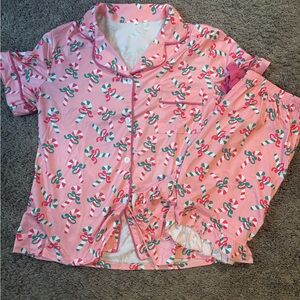 Pink Candy Cane Pajama Set